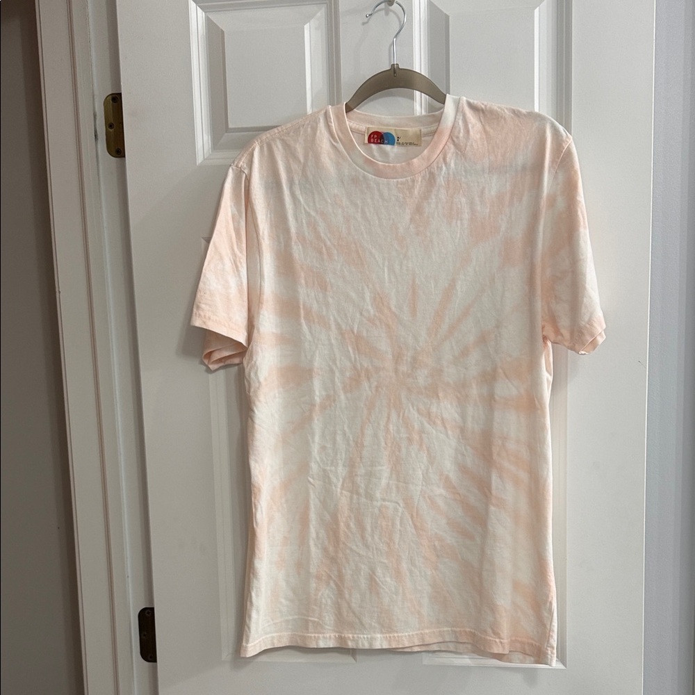 Free People/ FP Beach  Tie-Dye Short Sleeve Tee in Soft Peach and White NWOT